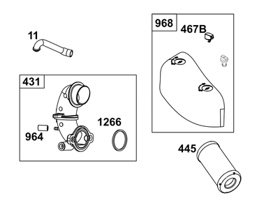 Air Cleaner Group Diagram and Parts List for 31R875-0038-B5  Briggs and Stratton Engine